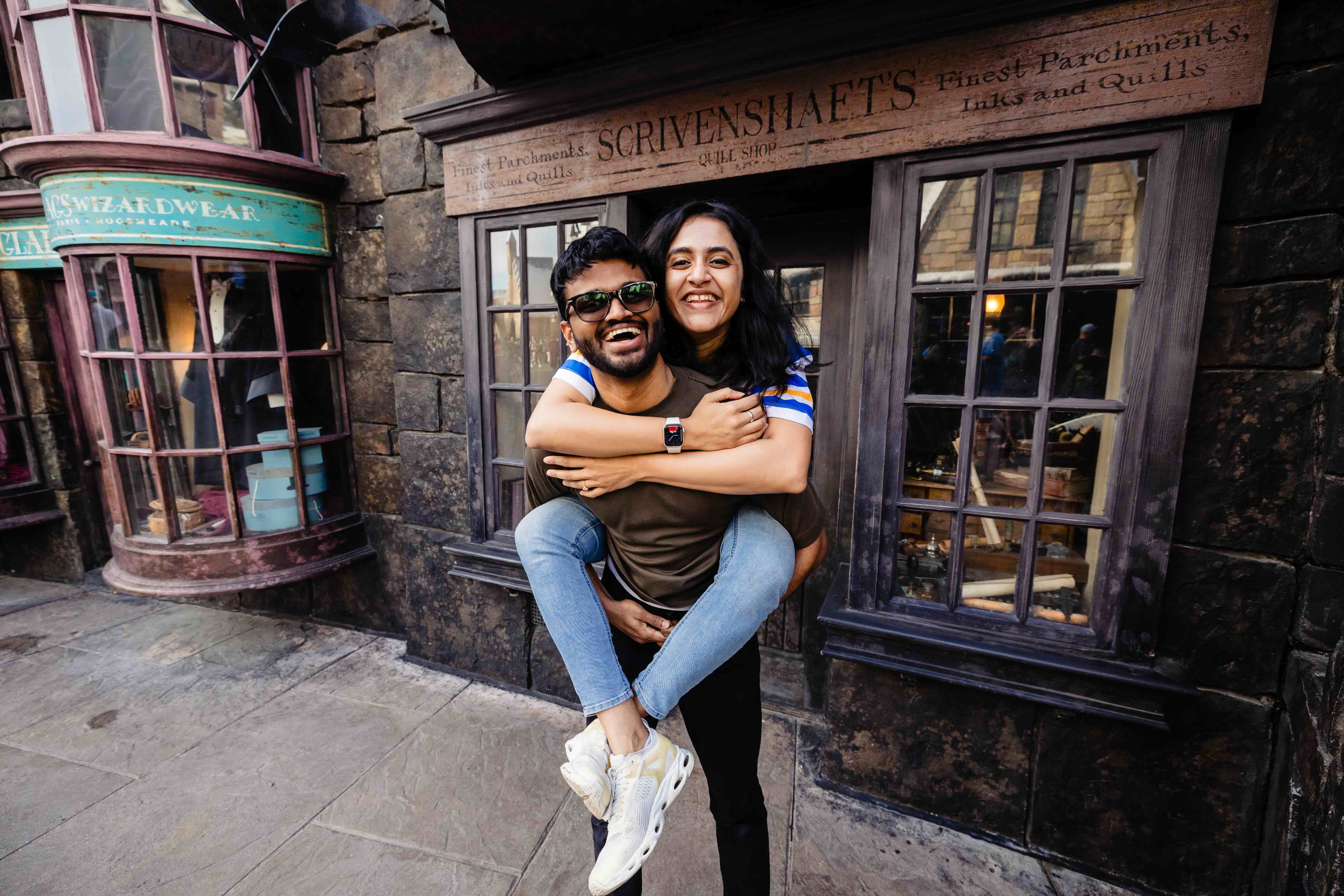 Bhavna and Gautham laughing together after getting engaged